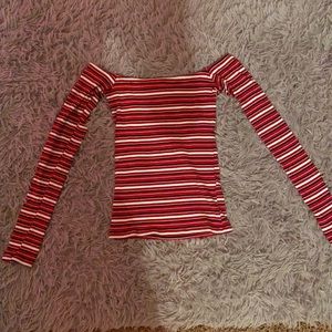 Hollister Striped Off The Shoulder Shirt